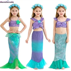Girls Little Mermaid Ariel Princess Dress Sequins Dress Ball Gown Performance Dress Children Fancy Costume Halloween Clothing