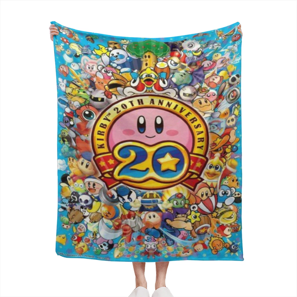 

K-Kirby High Quality Blanket Cartoon Cute kawaii Flannel Warm Throw Nap Knee Blankets Warm Winter