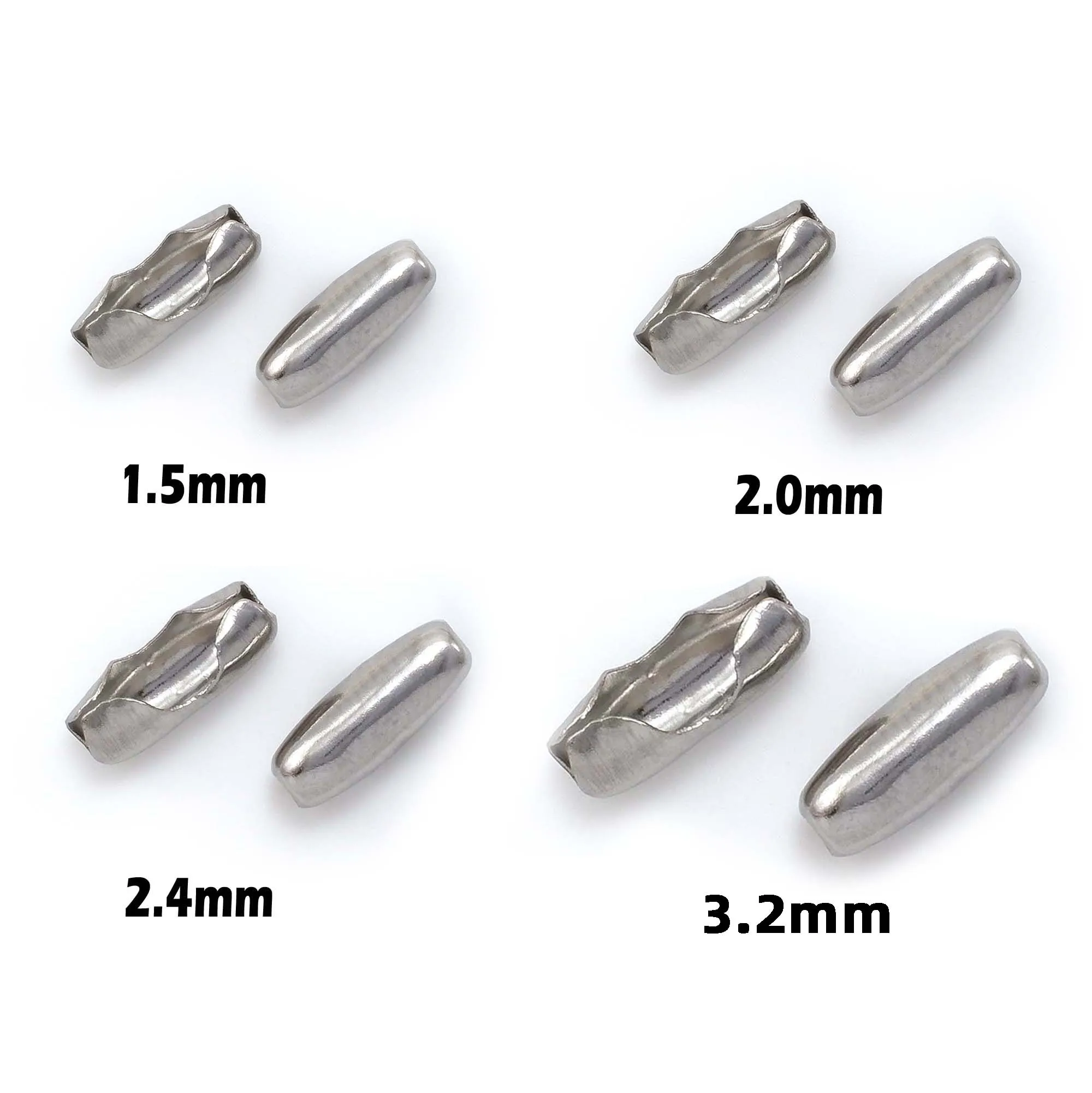 

100PCS Ball Chain Knots Connector Clasps, 304 Stainless Steel Fit 1.5/2.0/2.4/3.2mm Findings Necklace Bracelet Jewelry Making