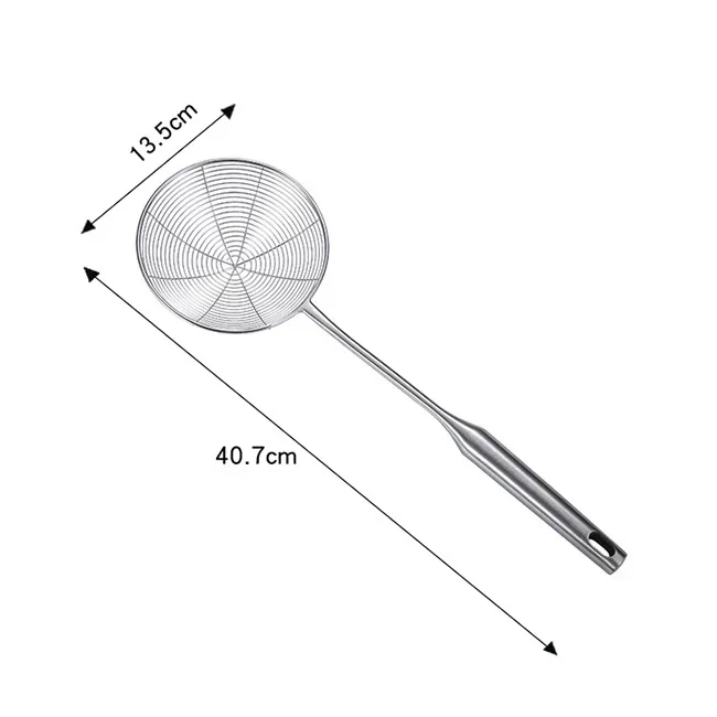 304 Stainless Steel Spider Strainer Skimmer Ladle for Cooking & Frying, Wire Mesh Spoons with Long Handle - Kitchen Gadgets