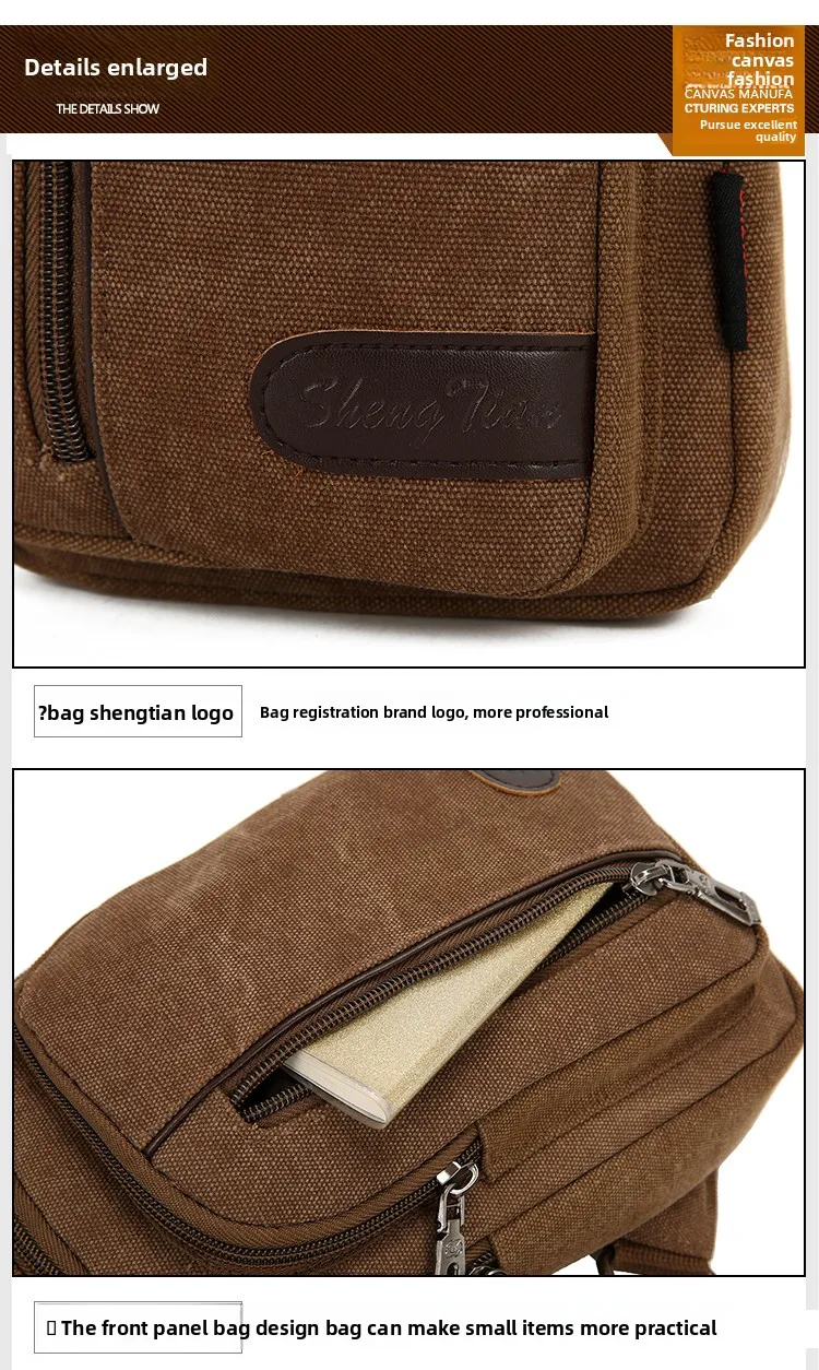 2025 neue männer Leinwand Brust Tasche Umhängetasche Sling Rucksack Koreanischen Stil Casual Taille Pack Leichte Reise Schulter Tasche 254 – Detail 22