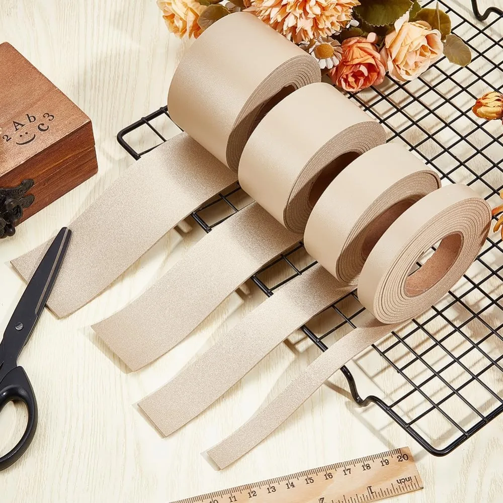 2M PVC 양면 인조 가죽 리본 의류 가방 제작용 밀색 37.5mm 2.19 야드(2m)/롤