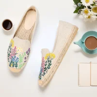 Espadrilles  Women's Casual Flats Shoes with Embroidered Hemp Flat Platform, Round Toe Spring/Autumn Comfortable - Image 2