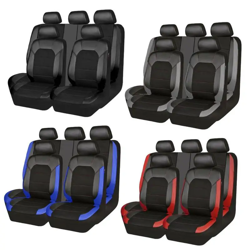 

Universal Car PU Seat Cover Auto Seat Covers Set Fit Most Cars Covers With Tire Track Airbeg Compatible Car Interior Accessories