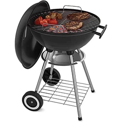 18 Inch Portable Charcoal Grill With Wheels Outdoor Cooking Barbecue Camping BBQ Coal Kettle Grill