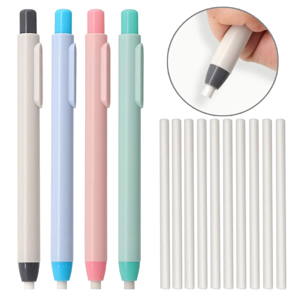 Gommes à crayon créatives en forme de stylo, Type presse, avec noyau remplaçable, pour croquis, peinture, écriture, fournitures effaçables, 11 pièces/ensemble