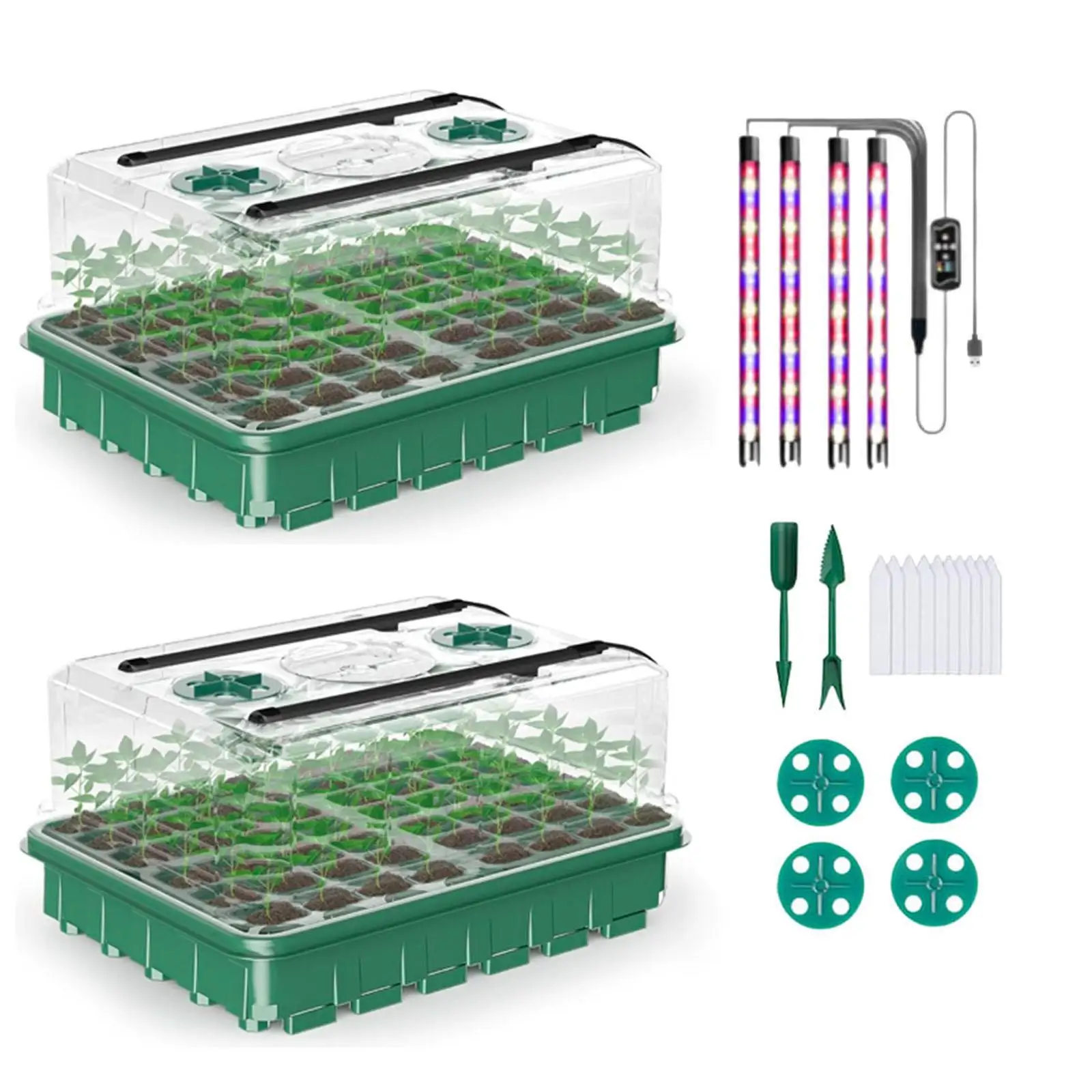 

Illuminated Seed Starter Tray Set Easy to Use Plant Tray for Soil Growing Microgreens Wheatgrass Indoor Gardening Hydroponic