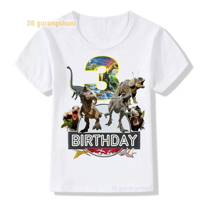 t shirt boys t shirts Happy birthday 2 3 4 5 years kids tshirt cartoon dinosaur t-shirts tops for girls shirts children clothes t-shirt for kid girl	