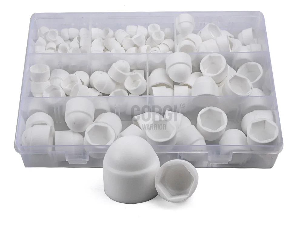 Description Picture 3 of itemM4 M5 M6 M8 M10 M12 Black White Bolt Cover Screw Caps Hex PE Cap Plastic Nut Assortment Kit 150 to 197 Acorn Dome Protection Nut