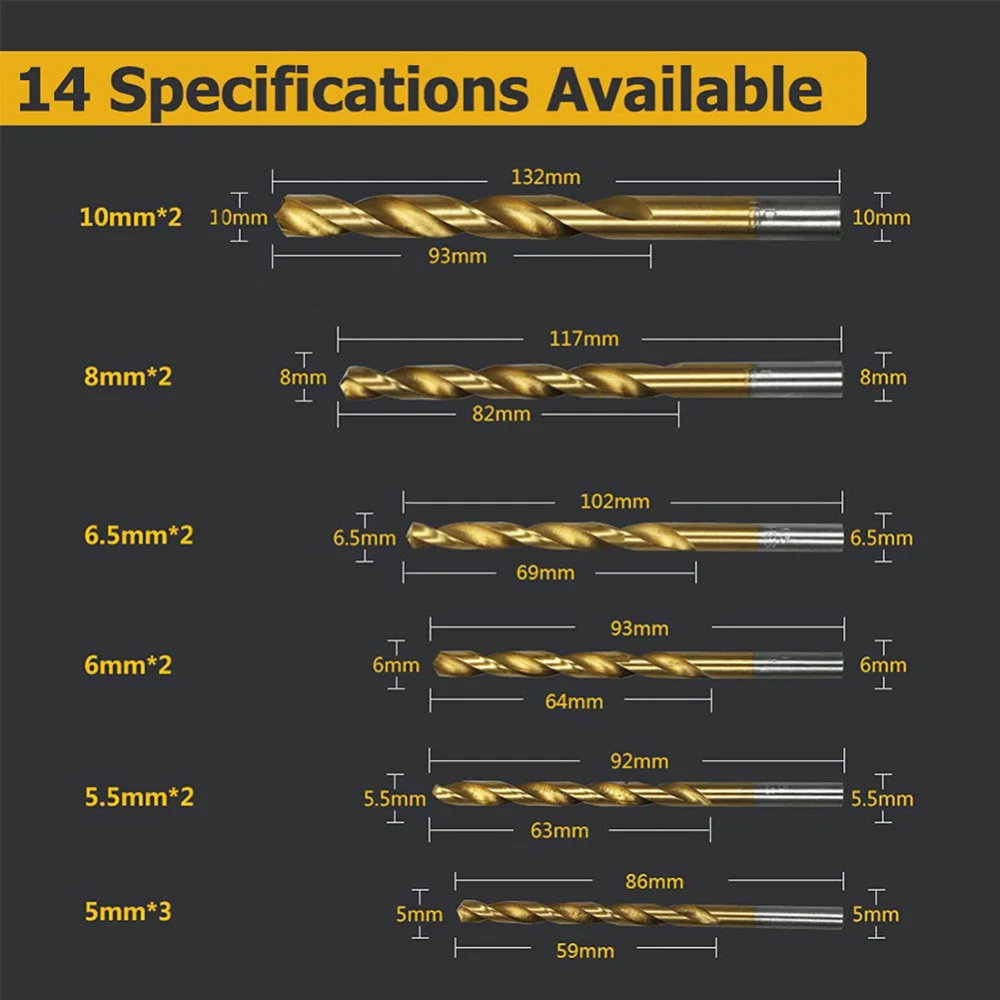 Titanium Drill Bit Set 1.5mm-10mm 99 Pcs for Steel Wood Plastic Metal Copper Aluminum Alloy With Storage Case Drill Bit Set