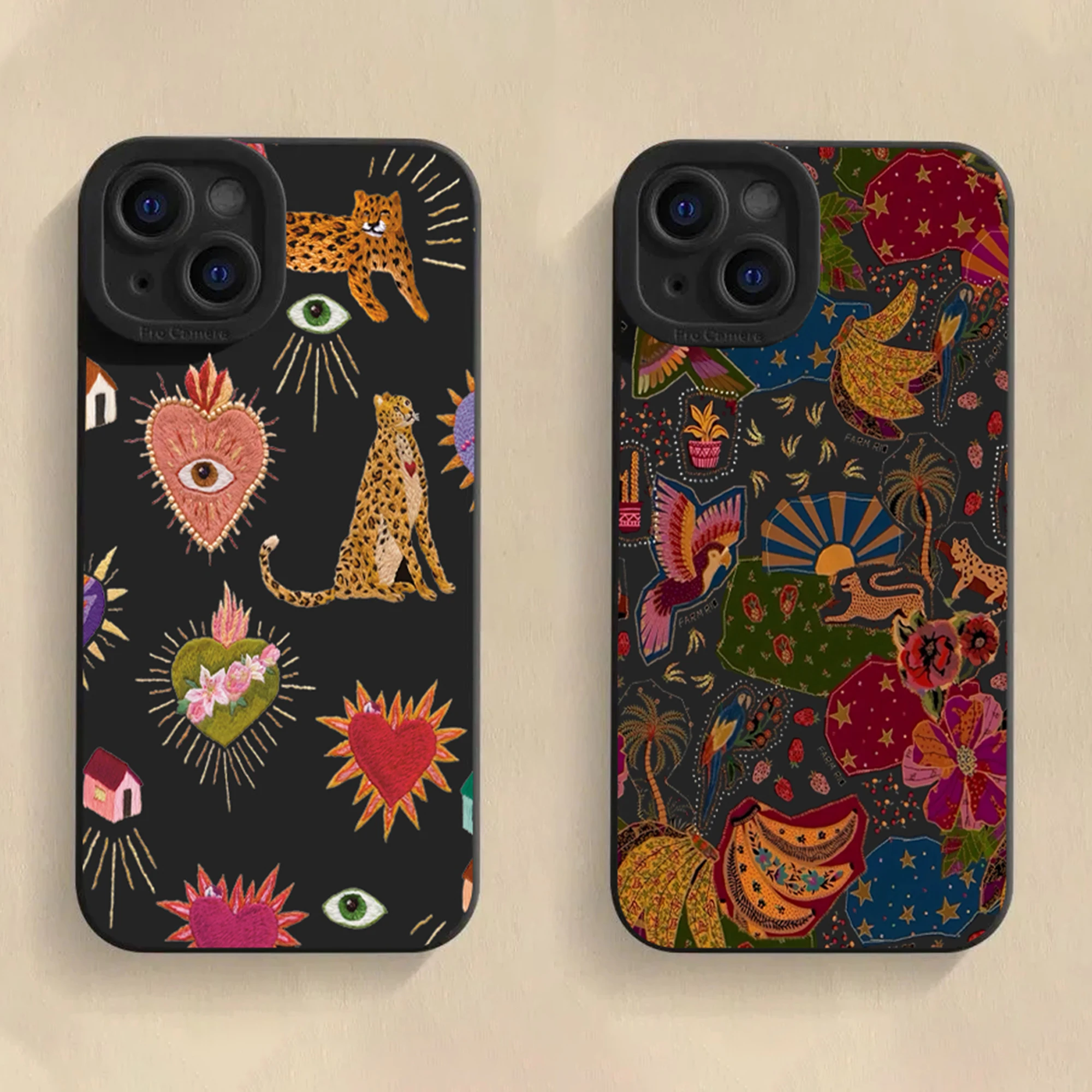 Luxury Floral Leopard Eyes Silicone Phone Case