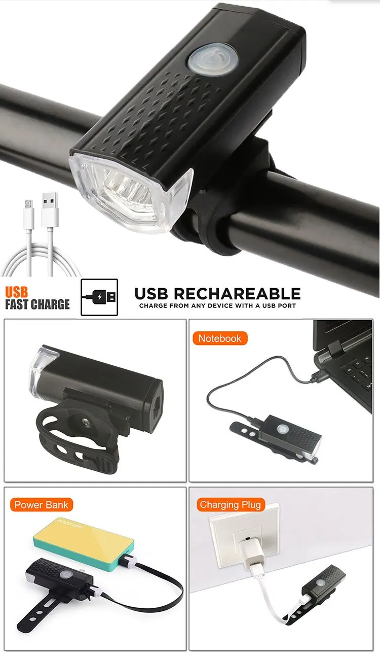 Description Picture 4 of itemUSB Rechargeable Bike Light Easy to Install 3 Modes Bicycle Accessories for the Bicycle Set Front Light with Taillight