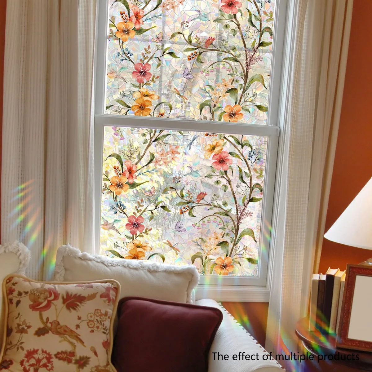 Colorful Flower Glass Window Stickers Electrostatic Stickers Sunlight Glass Film Home Wall Decoration