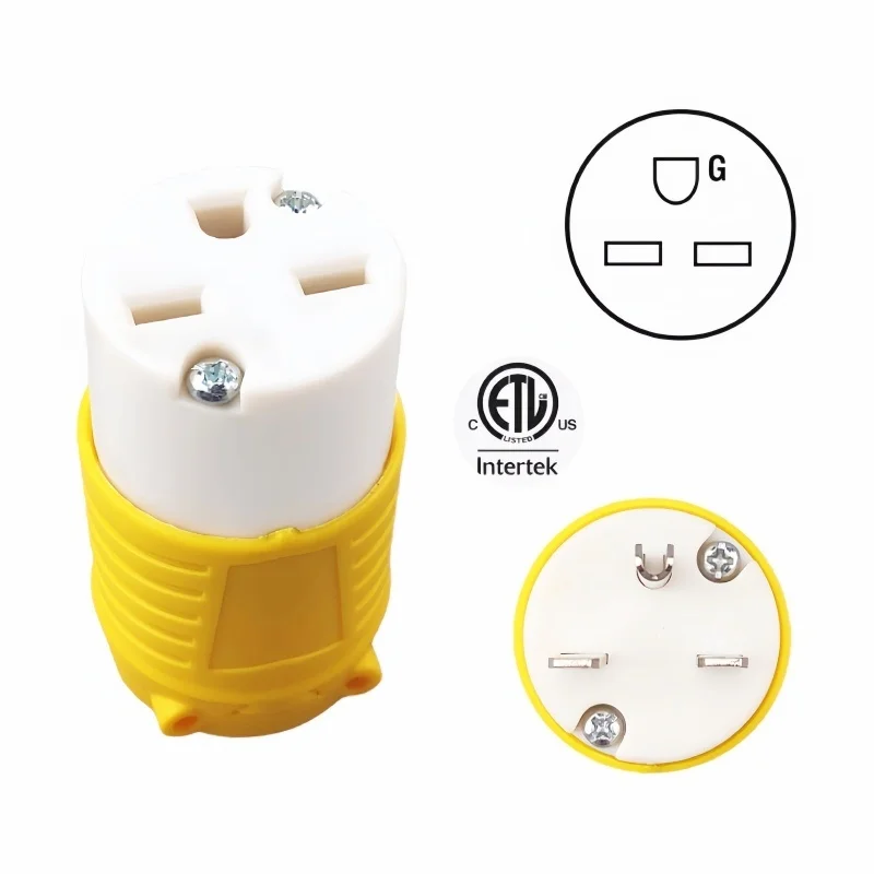 NEMA 6-15P 6-15R Straight Blade Heavy Duty Replacement Plug Connector, Male Extension Cord Ends 15amp 250 Volt Industrial Grade