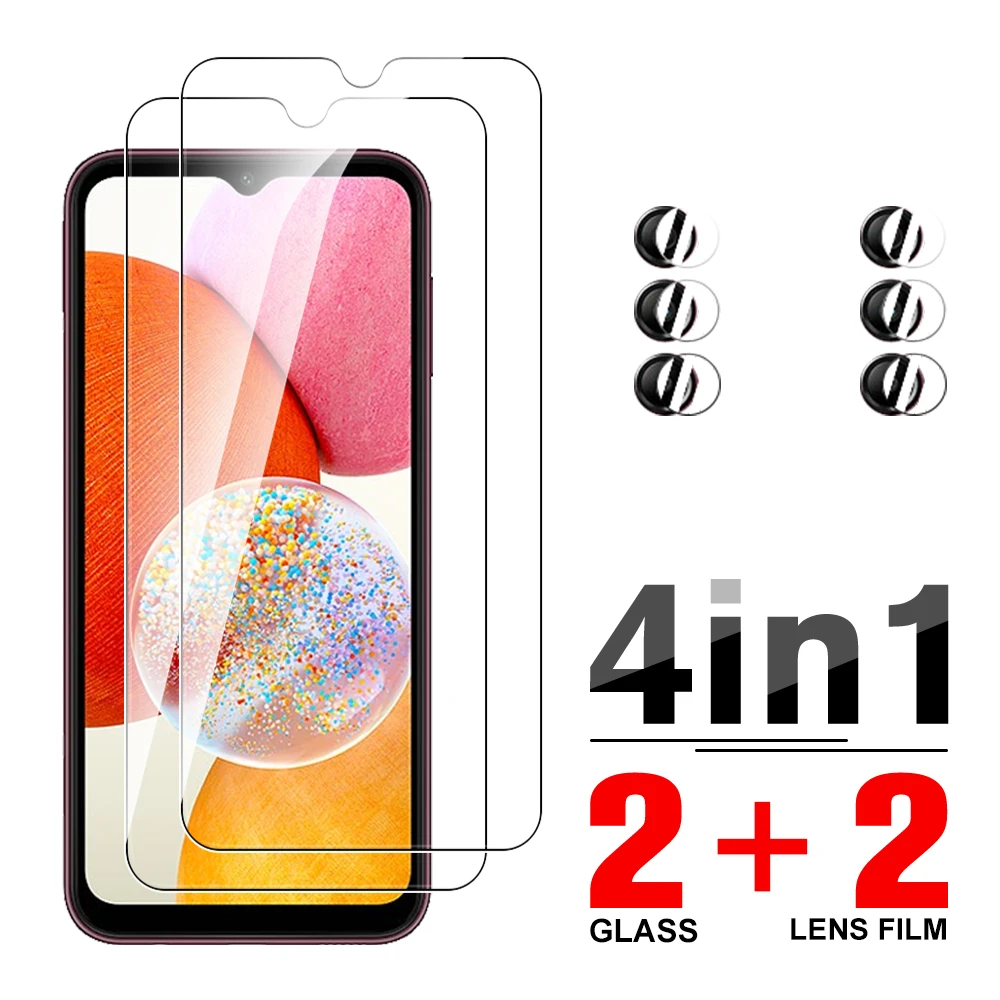 Custodia Temperata 4 In1 Per Samsung Galaxy A14 5G 4G Pellicola Protettiva Per Fotocamera Per Samsung A54 A34 A24 A14 A 54 24 34 Proteggi Schermo