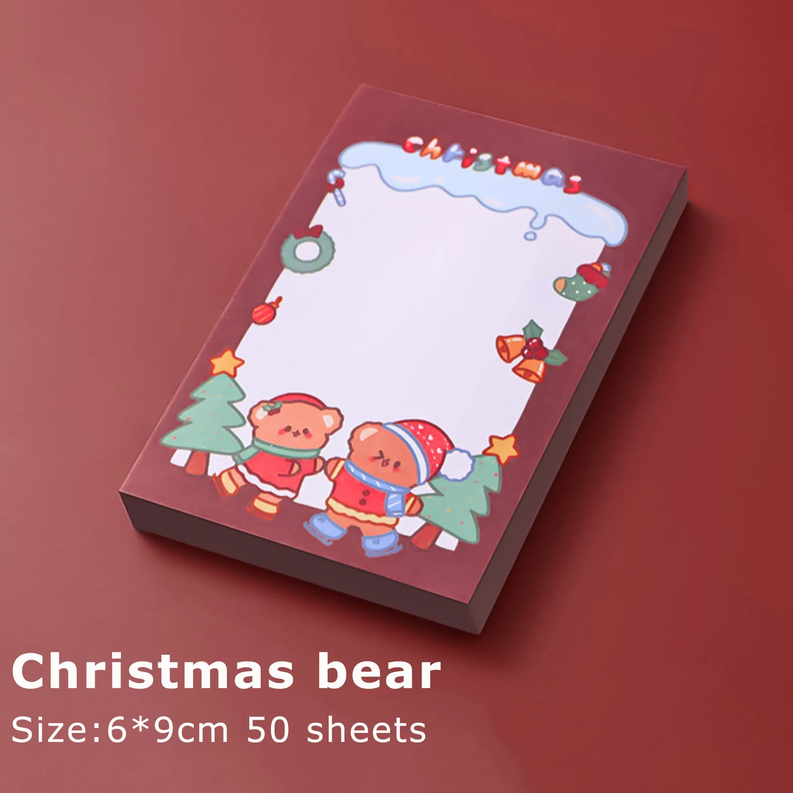 

50pcs Christmas Sticky Stationery Notepad Office Bookmark Sticky Notes Khaki White Stickers In Notebook Memo Pad Home Decor