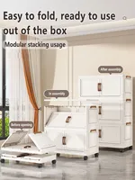 Foldable No-Install Multi-Layer Plastic Baby Wardrobe Clothing Storage Cabinet for Home Living Room Bedroom Storage Box 5