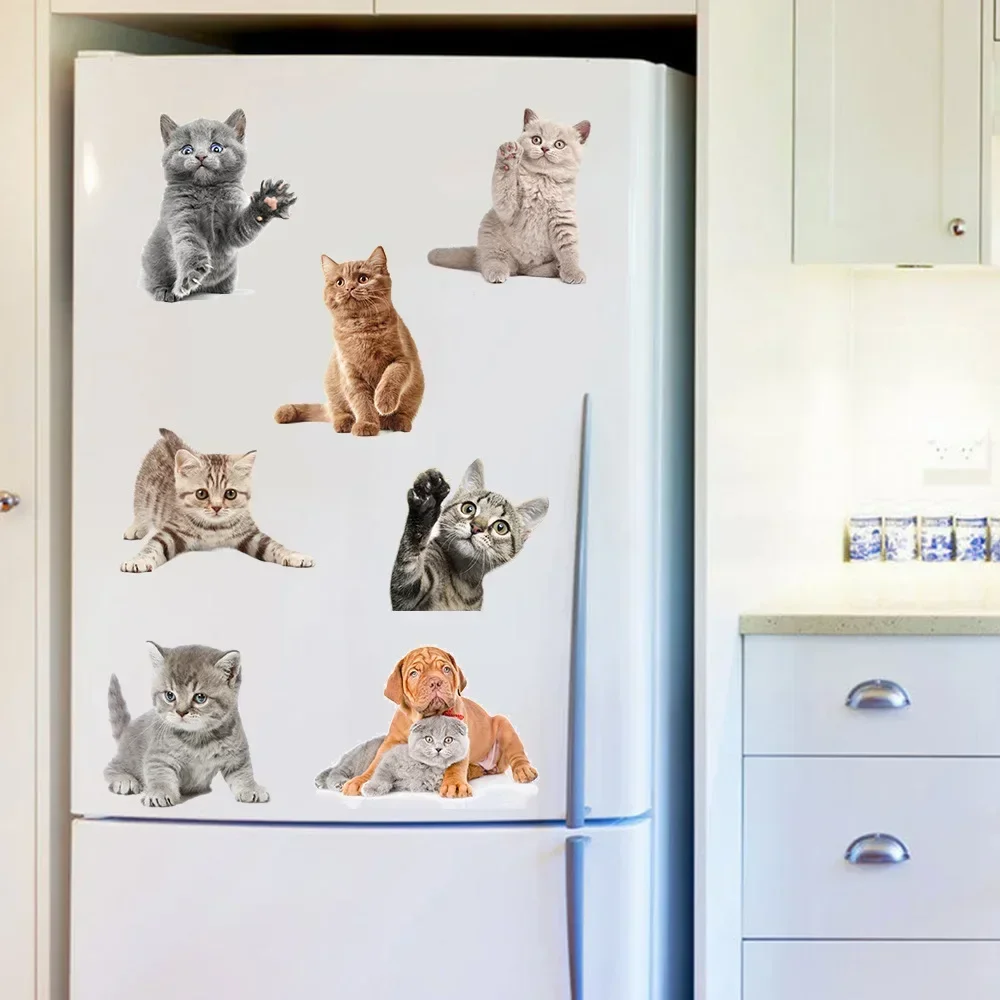 29*12cm Cute Kitten Bedroom Stickers Kawaii Real Shot Cat Toilet Stickers PVC Wall Refrigerator Home Decoration