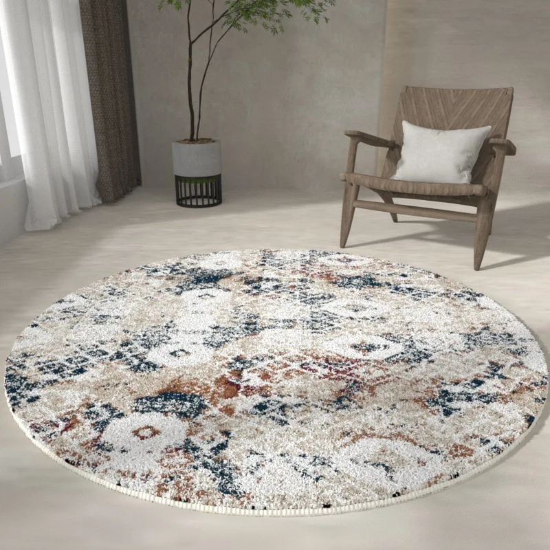 

Vintage Turkey Style Round Carpet Morocco Simple Geometric Pattern Decor Area Rugs Bedroom Study Room Chair Non-Slip Floor Mat