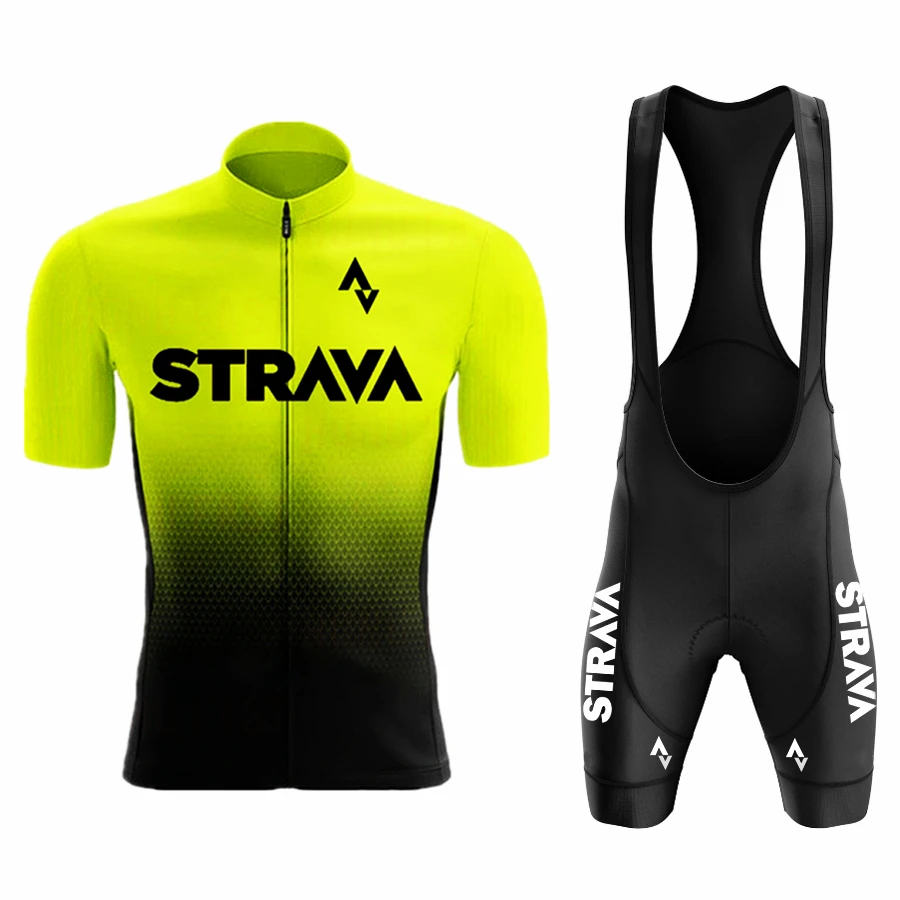 Strava-사이클링 의류 정장, 프로 자전거 팀 짧은 소매, 남성 사이클링 저지 세트, 여름 통기성, 2023