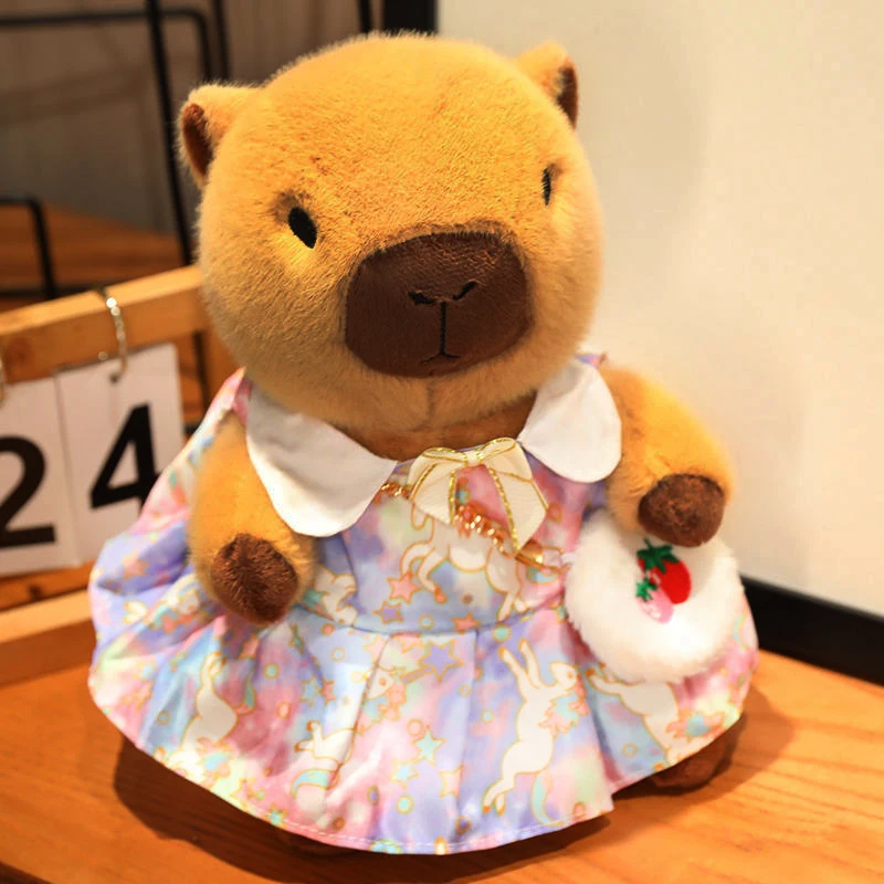 Cute Capybara Plush Doll with Clothes and Accessories