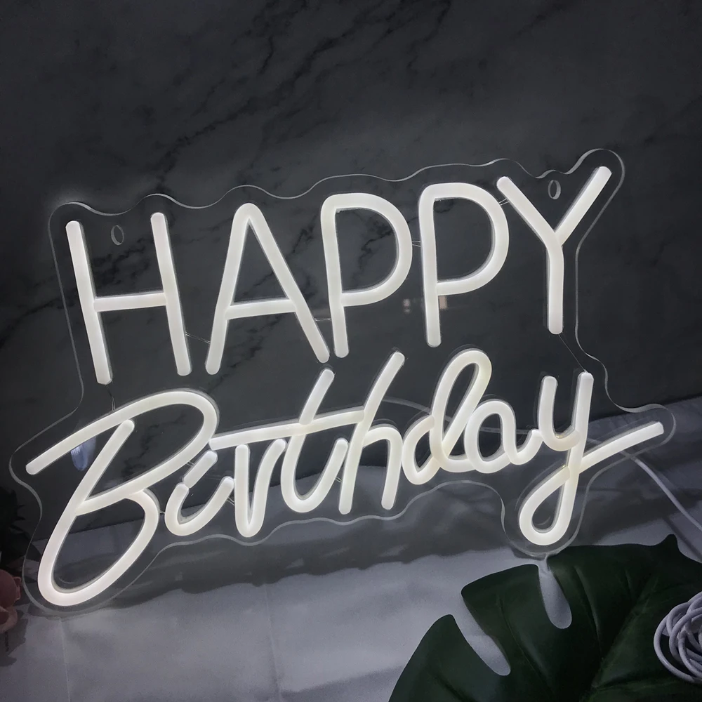 

Happy Birthday Neon Sign Birthday Neon Led Sign Room Decor Let's Party Decoration For Kids Gift USB Dimming Powered