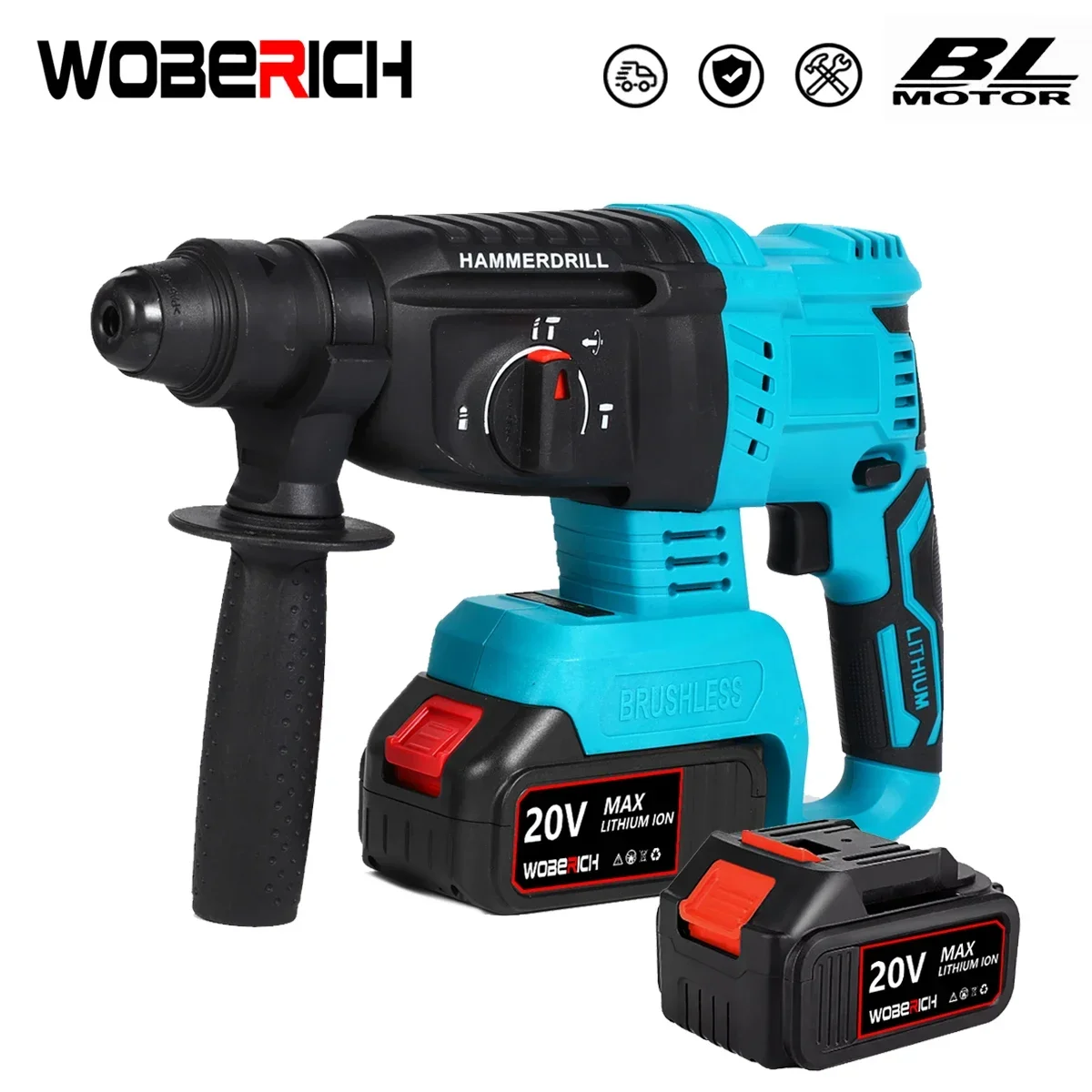 18V 4 Functions Electric Cordless Rotary Hammer Drill Rechargeable Hammer 27mm Impact Drilll For 18V Makita Battery