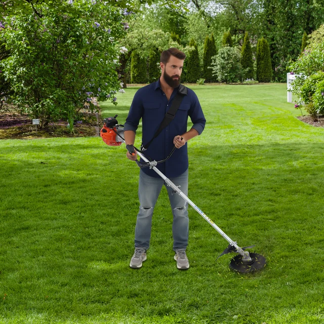 1.25KW 42.7CC Gas Brush Cutter 2-Stroke Gas Weed Trimmer 6500RPM 3 Heads Garden Trimmer and Brush Cutter for Forests/Gardens 2
