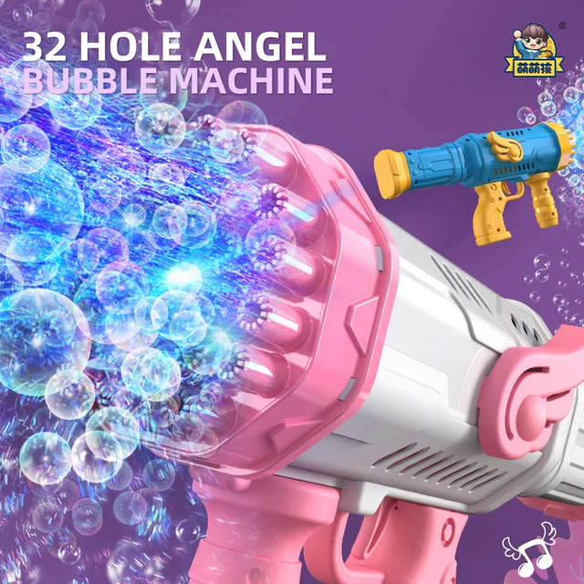 25-32 Holes kids Bubble Gun Machine electric Soap bubble blower for children summer outdoor games garden girls boys gift Wedding 3