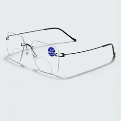 Fashionable Oversized Bifocal Anti - Glare Eyeglasses - +400 (Black)