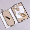 Woven Leather Storage Tray Metal Organizer Tray Rectangle Cosmetic Desktop Debris Finishing Home Key Storage Family Organizer 1
