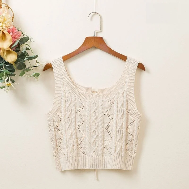 High Waist Knitted Vest Women's Two-Sided Wear ort Sle Spring Autumn Layering Faion Trendy Twist Spring Summer New Arrival