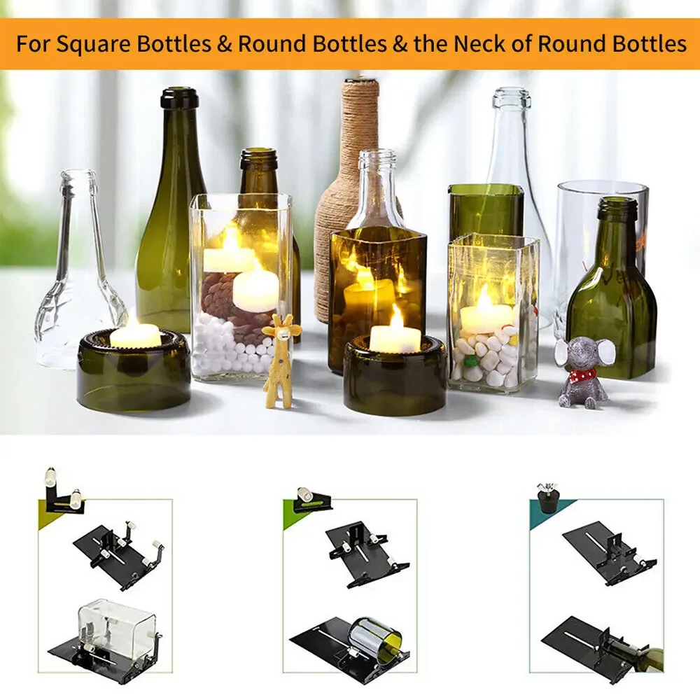 Adjustable Glass Bottle Cutter Kit 19Pcs DIY Crafting Recycle Tool Stainless Steel Square Round Glass Bottle Cutting Machine 6