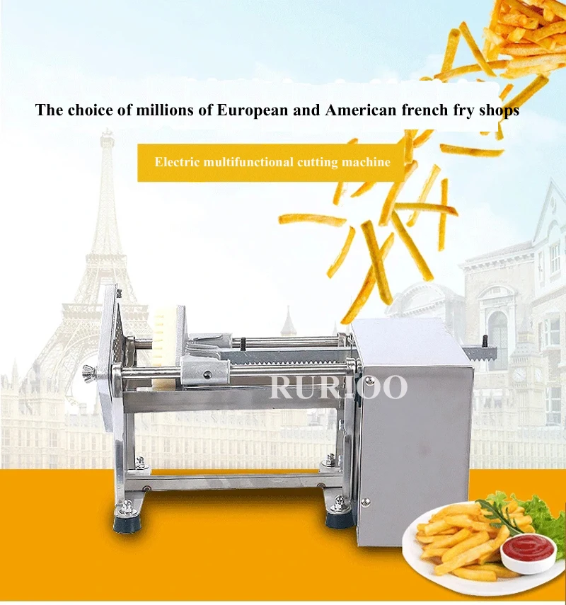 Description Picture 3 of itemElectric French Fries Potato Chip Carrot Cutter Slicer Stainless Steel Vegetable Fruit Shredding Machine Cut Potato Strips