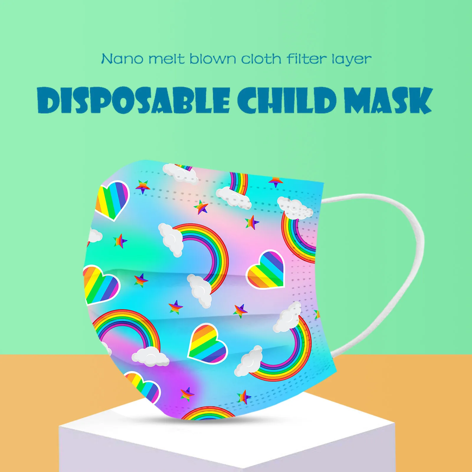 Disposable Face Mask Kids Children Industrial 3Ply Ear Loop 50PCS Outdoor Dust-Proof Protective