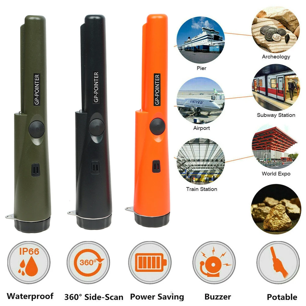 Handheld Metal Detector GP-pointer Pinpointing For Treasure Search Waterproof Positioning Rod Detecting With Bracelet LED Lights