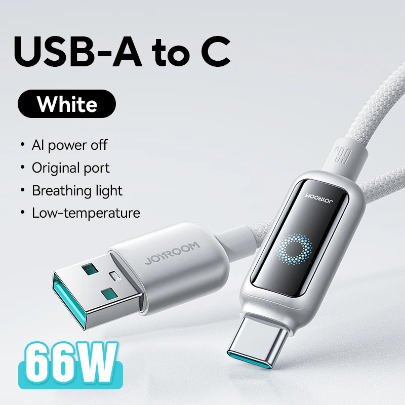 ตัวเลือกสินค้า สายชาร์จ Joyroom USB-C 100W ชาร์จเร็ว ปิดอัตโนมัติ สำหรับ iPhone 16 Pro Max & Samsung Galaxy