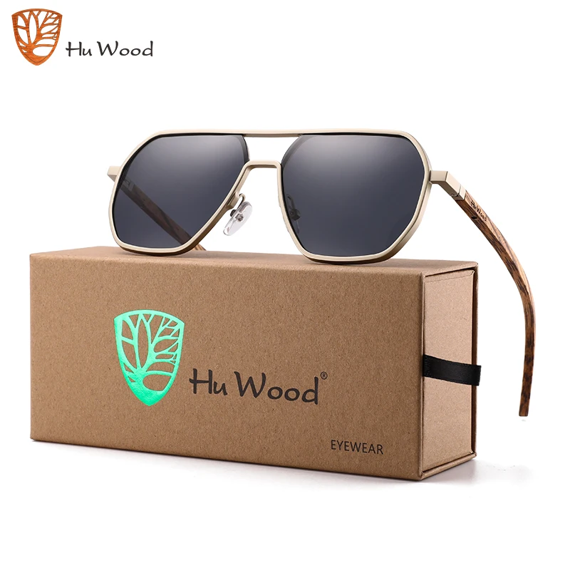 Hu Wood New Fashion Aluminum Sunglasses Men Women Wooden Polarized Sun Glasses  Driving Uv400 Oculos de sol GR8059