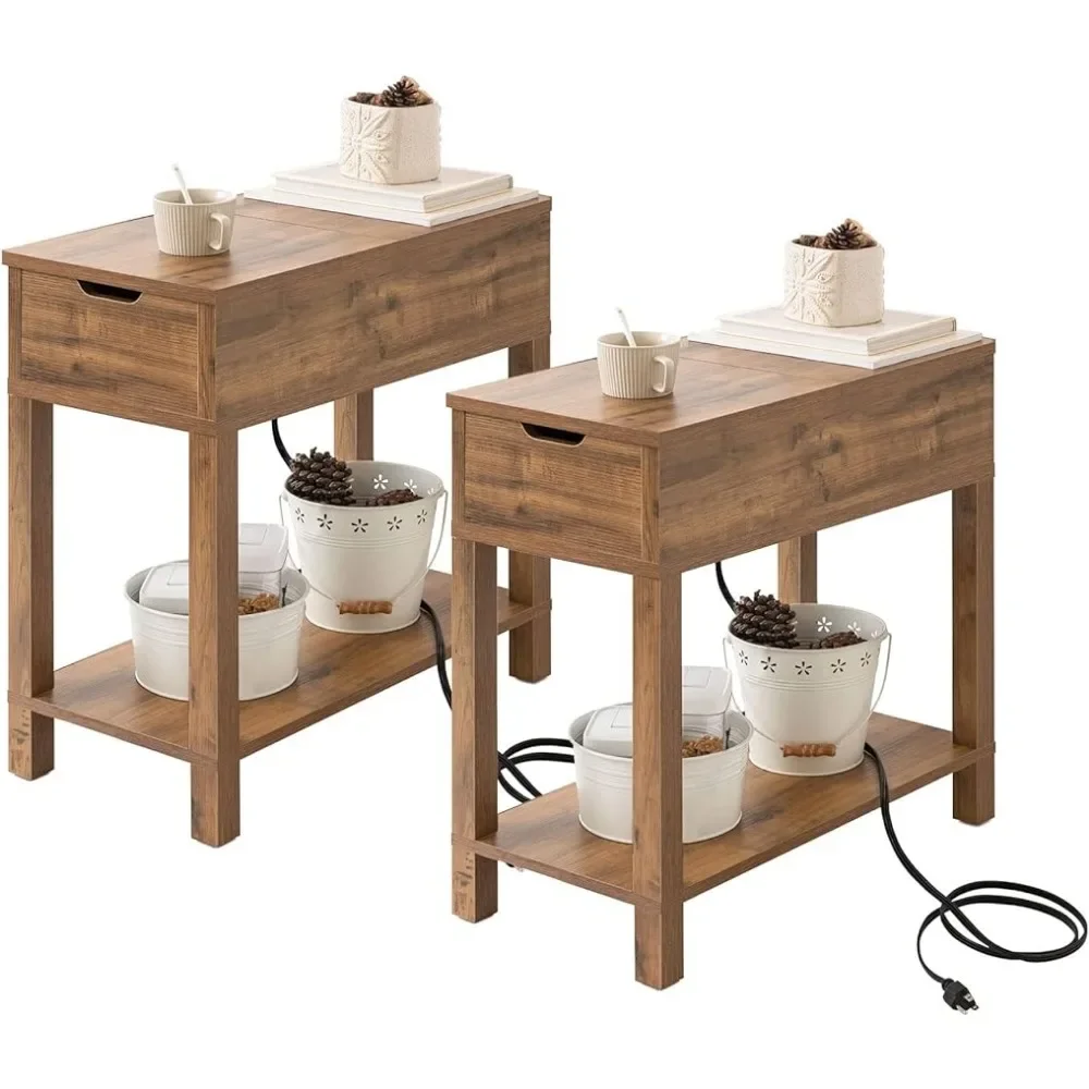 2-Pack-Modern-Farmhouse-Side-Table-Home-Furniture-Narrow-End-Table-With ...