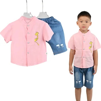 Summer Children Sets Kids Clothes Baby Boys Shirt Cartoon Tops Denim Shorts Pants Outfits Toddler T-Shirts Shorts 1-4 Years 5