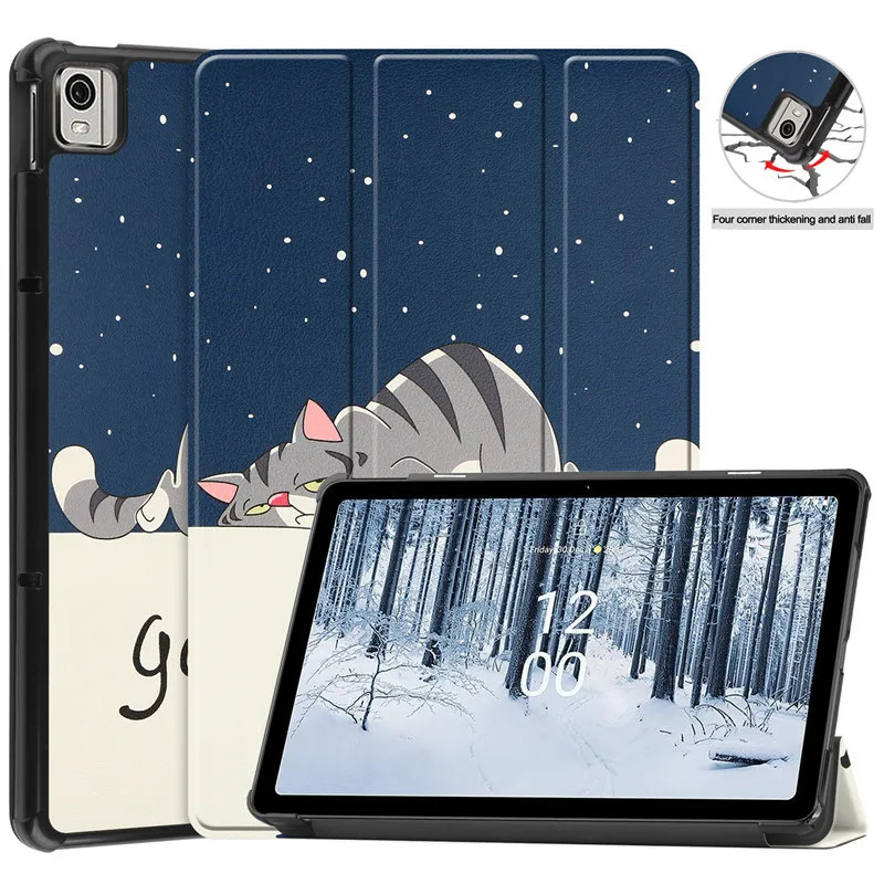 Premium PU Leather Tri-Folding Smart Case for Nokia T21 10.4 Tablet