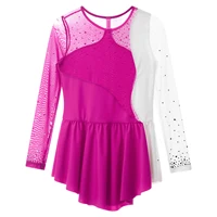 Girls Figure Ice Skating Dresses Long Sleeve Rhinestone Tights Gymnastics Dress Leotard Ballet Dance Performance Costume - Image 5