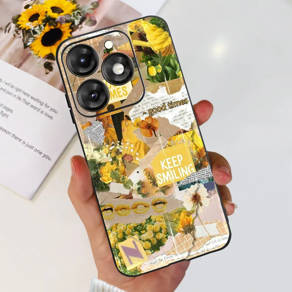 Stylish Black Silicone TPU Phone Case with Fashionable Patterns