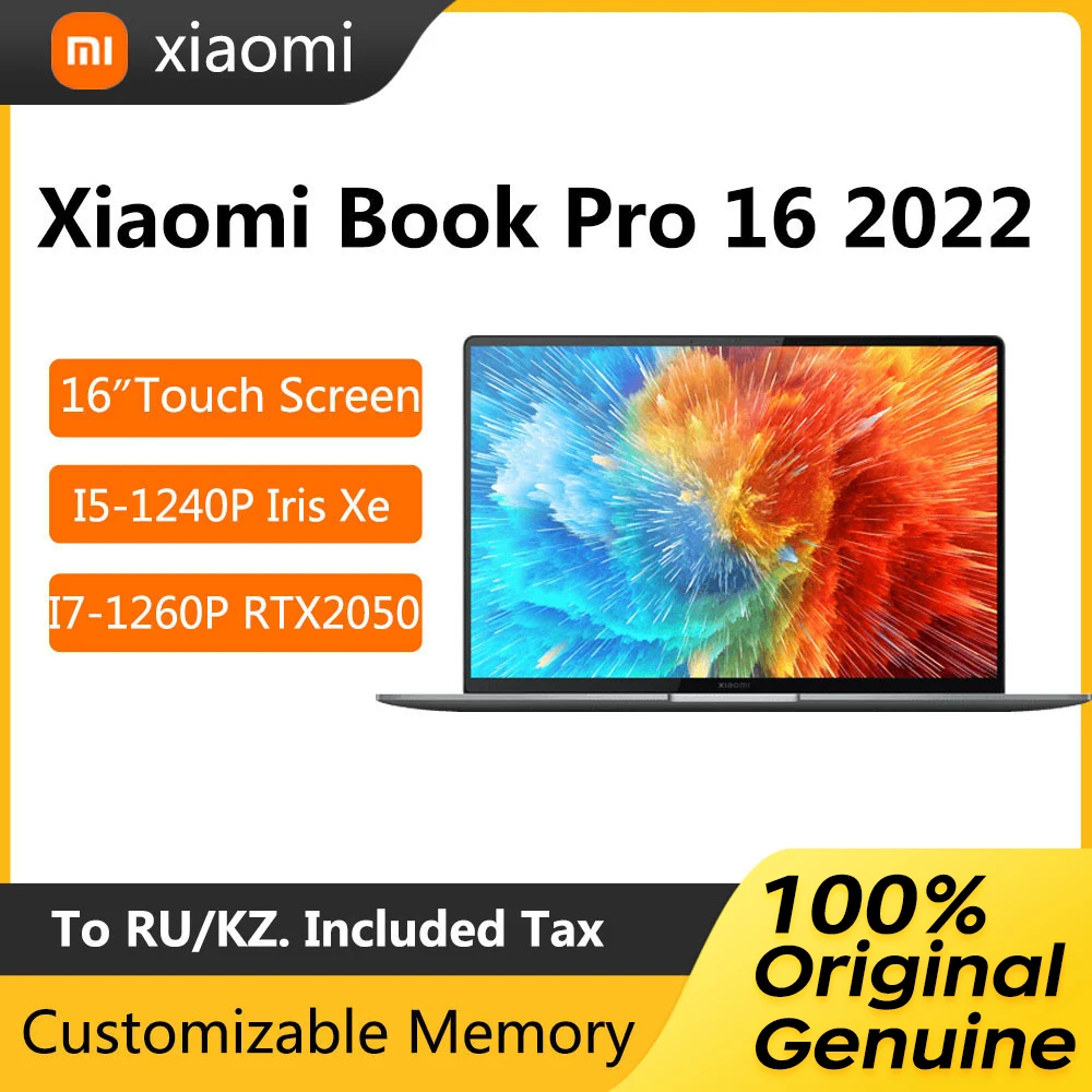 2022 Xiaomi Book Pro 16 Laptop 16 Inch 4K OLED Touchscreen Notebook i5 1240P 16GB 512GB Intel Iris Xe Graphics Netbook Computer