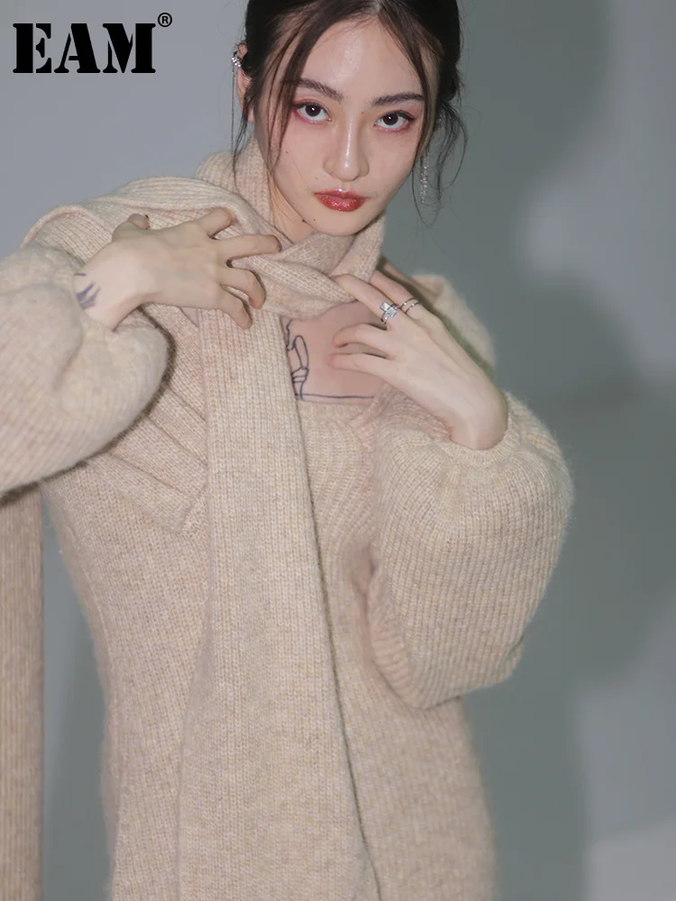 

[EAM] Women Keep Warm Striped Spliced Long Scarf New Personality Fashion Tide Autumn Winter 2024 1DF3016