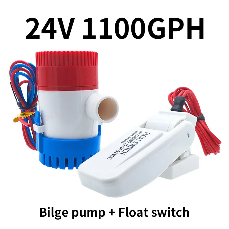 ตัวเลือกสินค้า ปั๊มน้ำท้องเรือ 1 ชิ้น 12V 24V 1100gph 750gph พร้อมสวิตช์ลูกลอย ใช้สำหรับเรือ เครื่องบินน้ำ บ้านเคลื่อนที่ เรือบ้าน