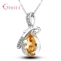 Collar con colgante de gota de agua de Plata de Ley 925 para mujer, colgante de cristal de cuarzo, joyería de moda, regalos - Imagen 5