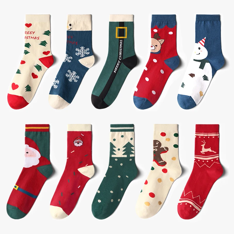 

2023 Christmas Socks for Women and Men Gifts Merry Christmas Decorations for Home Elk Snowman Santa Lovely Socks
