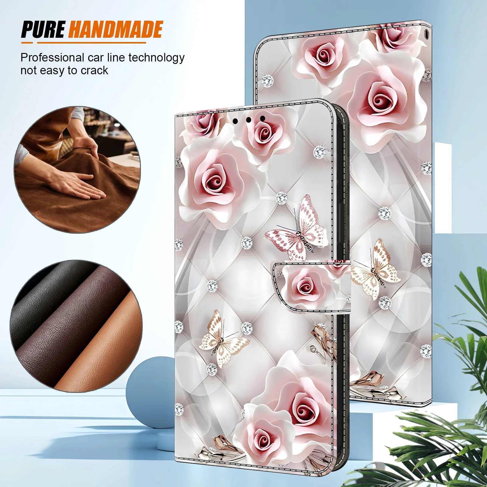 Premium 3D Magnetic Flip Leather Wallet Phone Case