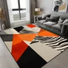 Orange Geometric Carpet for Living Room Modern Luxury Decoration Home Rugs for Bedroom Big Size Non-slip Easy Cleaning Floor Mat 3